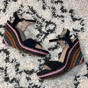 Anthropologie Suede Rainbow Wedge Sandal Size 9.5